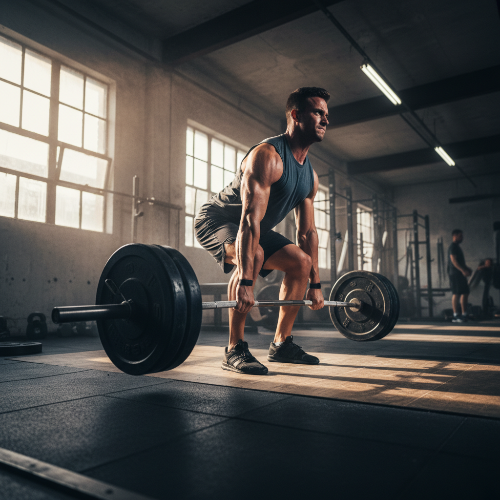 Athlete training with compound lifts in a full body workout session