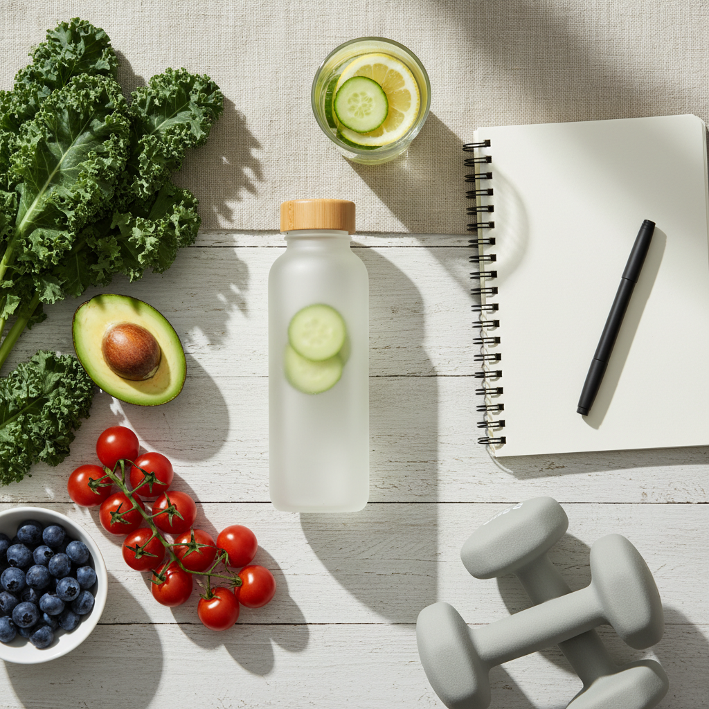 Healthy daily habits like water, movement, and meal prep